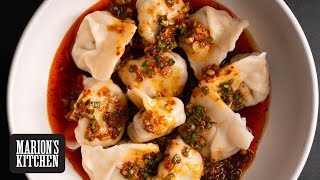 Pork amp Chive Dumplings in Chilli Oil  Marions Kitchen [upl. by Anoblav]