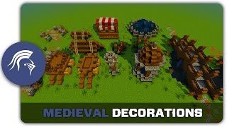 Minecraft Building Tutorial  How to build Medieval Town Decorations [upl. by Tristis]