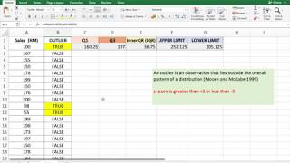 Using Microsoft Excel to Determine Outliers [upl. by Lyrrad]