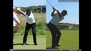 Jon Rahm golf swing  Long Iron faceon amp downtheline July 2017 [upl. by Ytirehc]