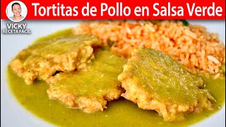 TORTITAS DE POLLO EN SALSA VERDE  Vicky Receta Facil [upl. by Aloap]