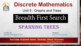 Breadth First Search  Spanning Tree  Discrete Mathematics  Unit 5  CSEIT [upl. by Bonnes]