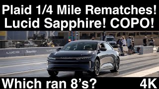 14 Mile Rematches Lucid Air SAPPHIRE and COPO Camaro vs Tesla Plaid Which runs 8’s 3 Races in 4K [upl. by Ylrbmik]