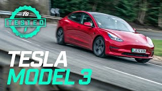 Tesla Model 3 2021 Review 060mph ride handling user guide amp Tesla Autopilot  Top Gear Tested [upl. by Retxab]