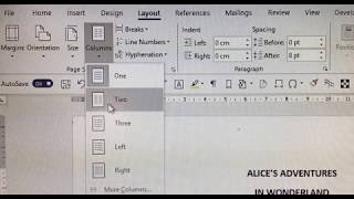 MS Word Tutorial How to switch between single and double columns in a Microsoft Word document [upl. by Gladdie]