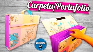 DIY  CarpetaPortafolio Reciclando Cartón  PumitaNegraArt🐾 [upl. by Zelma]