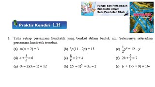 KSSM Matematik Tingkatan 4 Bab 1 Fungsi dan persamaan kuadratik dalam satu praktis kendiri 11f no2 [upl. by Mushro]