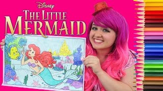 Coloring Ariel The Little Mermaid Disney GIANT Coloring Book Page Colored Pencils  KiMMi THE CLOWN [upl. by Shane630]