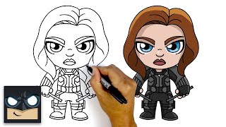 How To Draw Black Widow  Step By Step Tutorial [upl. by Romine]