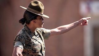 Drill Instructor Gives Female Enlistees A Taste Of Marine Boot Camp [upl. by Nosyerg]