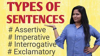 Types Of Sentences  Assertive Or Declarative Imperative Interrogative Exclamatory [upl. by Fishback14]