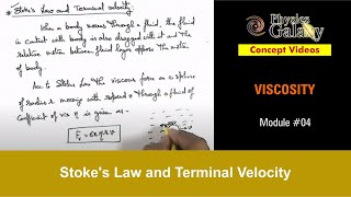 Class 11 Physics  Viscosity  4 Stokes Law and Terminal Velocity  For JEE amp NEET [upl. by Charlotta]