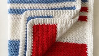 Beginner Double Crochet Blanket with Ribbing Border [upl. by Kimbell865]