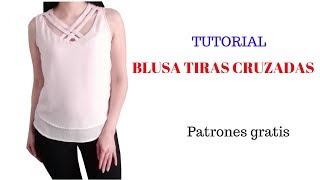 DIY Cómo hacer una blusa tiras cruzadas en el escote corte y confección [upl. by Murdock166]