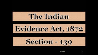 SECTION 139 OF EVIDENCE ACT [upl. by Albemarle]