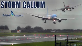 BRISTOL AIRPORT DURING STORM CALLUM  DIRECT CROSSWIND SIDEWAYS LANDINGS GO AROUNDSWITH ATC [upl. by Eveivaneg389]