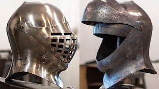 How to make medieval helmet armet DIY Forging armor [upl. by Ensoll]