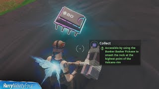 Fortbyte 80 Accessible by Using Bunker Basher to Smash Rock at Volcano Rim Location  Fortnite [upl. by Pearl]