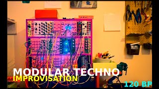 Raw Modular Techno  DIY Eurorack Live Performance 120 BPM [upl. by Fulvia]