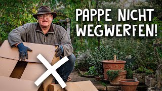 Pappe im Garten einsetzen 📦  mit alten Kartons ein Blumenbeet anlegen [upl. by Nicolas]