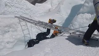 Everest Crevasse Fall amp Emergency Rescue [upl. by Aicirpac]