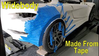 Widebody Made From Tape  Part 1 Budget Widebody Build How to make fiberglass fenders [upl. by Niuq]