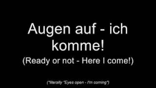 Oomph  Augen auf Lyrics w English Translation [upl. by Ylsew]