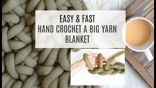 How To Crochet A Big Yarn Blanket By Hand [upl. by Wardieu402]