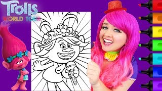 Coloring Poppy Singing Trolls 2 World Tour Coloring Page Prismacolor Markers  KiMMi THE CLOWN [upl. by Eugenie]