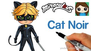 How to Draw Cat Noir Easy  Miraculous Ladybug [upl. by Darrelle]