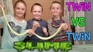 Twin vs Twin Making Slime Challenge  Kids Fun TV [upl. by Malchus]