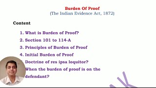 Burden of Proof evidence act  section 101 to 114  A [upl. by Duquette]