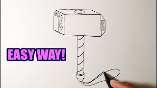 How To Draw Mjölnir Thor Hammer  Easy Drawing Ideas [upl. by Limhaj]