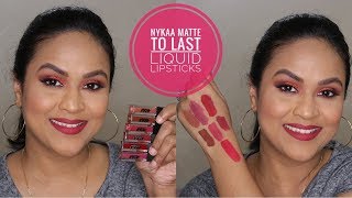 Swatches amp Review  Nykaa Matte To Last Mini Liquid Lipsticks [upl. by Lunneta]