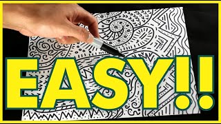 EASY Abstract Art Satisfying Drawing ONLY with Sharpie [upl. by Llerrem]