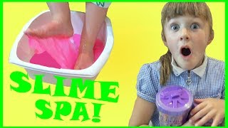 SUPER FUN SLIME SPA with AVA ISLA and OLIVIA plus Candy Treats [upl. by Virgie66]