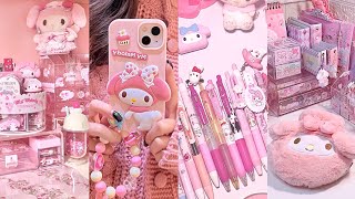 pink cute stationery organization  Sanrio stationery haul ASMR [upl. by Crowell30]