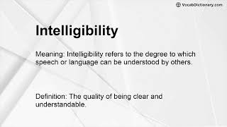 Intelligibility Meaning [upl. by Waechter]