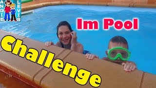 CHALLENGE im Swimming Pool  FUN FAMILY Badespass  Angies und Levis Kinderkanal [upl. by Mosa]