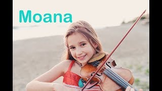 Moana How Far Ill Go  Karolina Protsenko  Violin Cover At The Ocean [upl. by Lokim371]