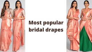 Bridal Saree Draping  Silk Saree Draping in different styles  Tia Bhuva [upl. by Tedmann760]