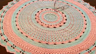 How to Crochet BIG Pretty Mandala Doily 30” [upl. by Analart]