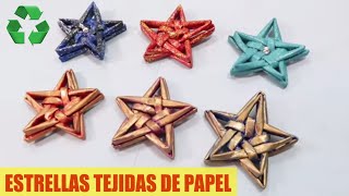 Cómo hacer ESTRELLAS de PAPEL tejidas Manualidades de Navidad [upl. by Noonan]