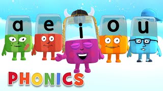 Phonics  Learn to Read  A E I O U  Learning Vowels  Alphablocks [upl. by Acirretal]