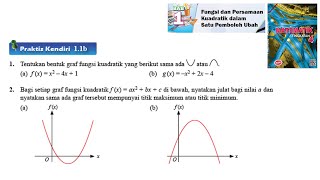 KSSM Matematik Tingkatan 4 Bab 1 Fungsi dan persamaan kuadratik dalam praktis kendiri 11b no1 no2 [upl. by Iyre]