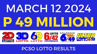 Lotto Result March 12 2024 9pm PCSO [upl. by Lenno]