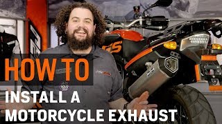 How To Install a Motorcycle Exhaust at RevZillacom [upl. by Eelrahs]