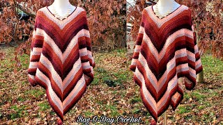 Easy Crochet Poncho  Crochet Herringbone Stitch  Bagoday Crochet Tutorial [upl. by Mendel]