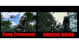 Jurassic World VS Camp Cretaceous  Scene from Indominus Rex and the Helicopter [upl. by Asilram358]