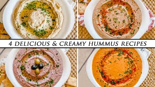 HUMMUS 4 Ways Using 4 DIFFERENT Beans  Easy HUMMUS RECIPES [upl. by Yedok]